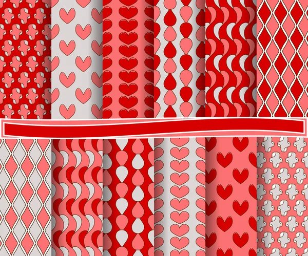 Conjunto de papel vectorial abstracto con formas decorativas y símbolos del Día de San Valentín para álbum de recortes — Archivo Imágenes Vectoriales