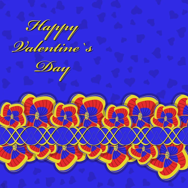 Абстрактная векторная иллюстрация. Открытка на День Святого Валентина. Декоративные цветы, сердце — стоковый вектор