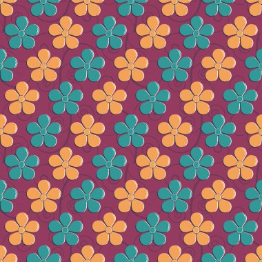 Dikişsiz soyut çiçek vektör çizim