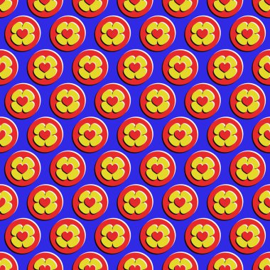 Sorunsuz arka plan vektör çizim Sevgililer günü. Dekoratif çiçek, kalp