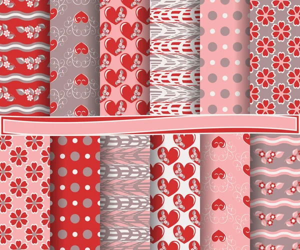 Set van abstract vector papier met decoratieve vormen en symbolen van de dag van de Valentijnskaart voor scrapbook — Stockvector