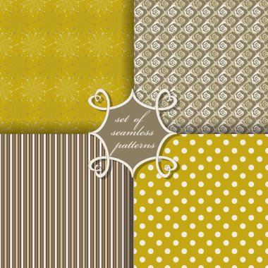 Sorunsuz vektör çizimler kümesi. Soyut Dekoratif şekiller