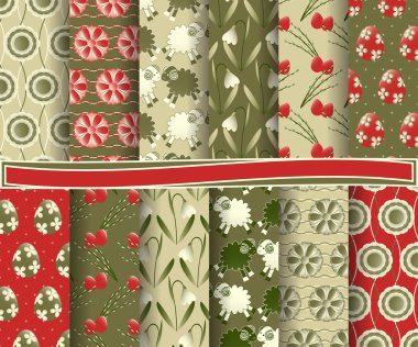 Paskalya vektör kağıt soyut şekiller ve karalama defteri için dekoratif tasarım öğeleri kümesi