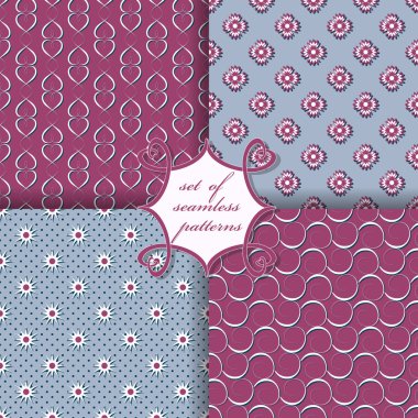 Sorunsuz vektör çizim Sevgililer günü kümesi. soyut çiçek, yıldız, Kalpler