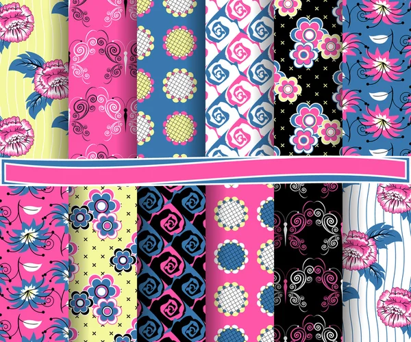Set aus abstraktem Vektorpapier mit floralen Mustern und dekorativen Elementen Blumendesign für Sammelalbum — Stockvektor