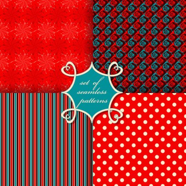 Sorunsuz vektör çizimler kümesi. Soyut Dekoratif şekiller