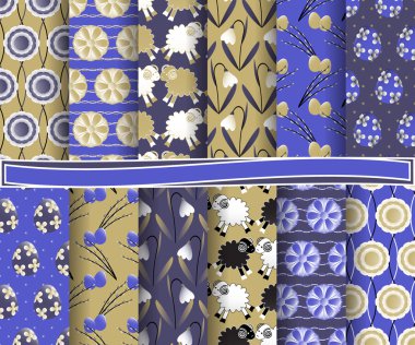 Paskalya vektör kağıt soyut şekiller ve karalama defteri için dekoratif tasarım öğeleri kümesi