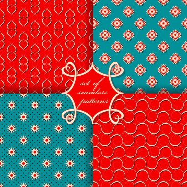 Sorunsuz vektör çizim Sevgililer günü kümesi. soyut çiçek, yıldız, Kalpler