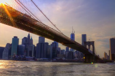 New York City, Amerika Birleşik Devletleri, Brooklyn Köprüsü manzarasına.