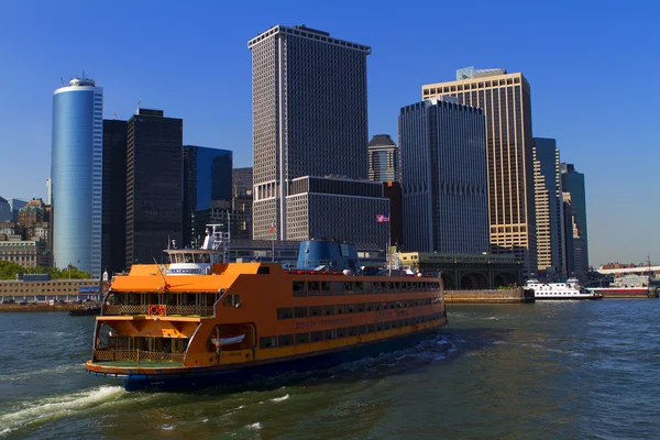 Uitzicht op New York City, Verenigde Staten. Staten Island Ferry. — Stockfoto