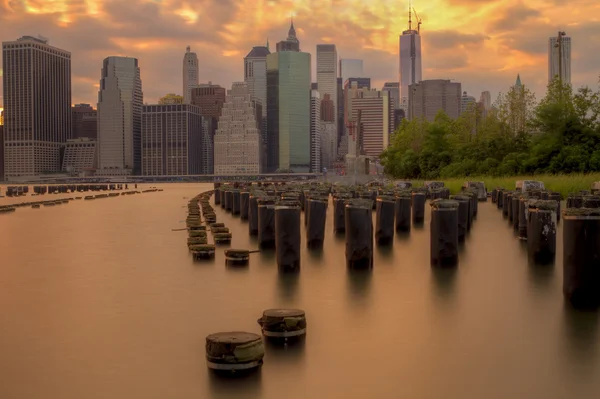 Vistas noturnas da cidade de Nova York — Fotografia de Stock