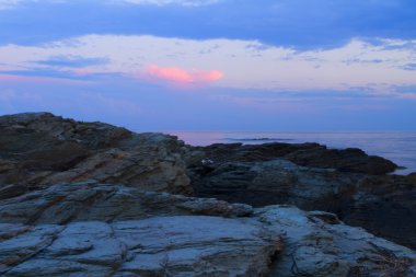 Sunset bulvarında bir kayalık sahil.