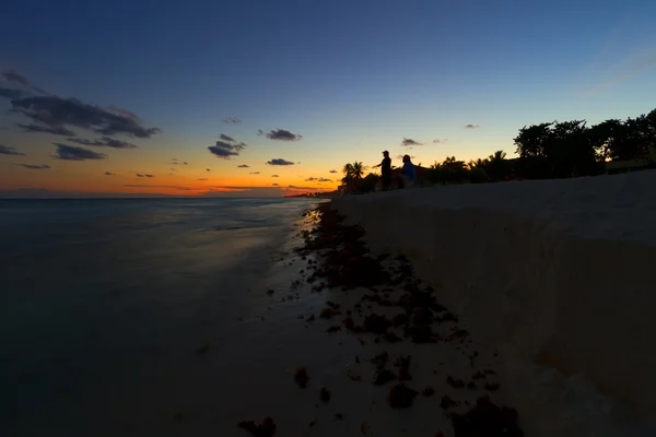 Coucher de soleil sur la plage des Caraïbes . — Photo