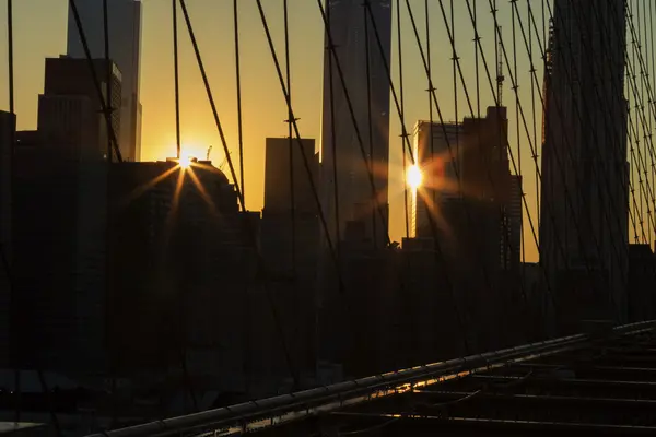 New York City at sunset. — Stock Photo, Image