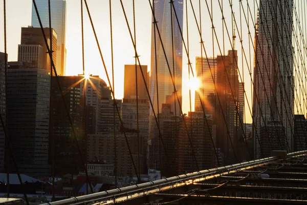 New York City at sunset. — Stock Photo, Image