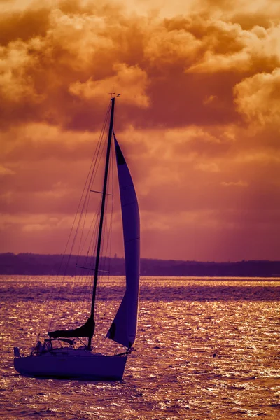 Sailing boat at sunset — Stock Photo, Image