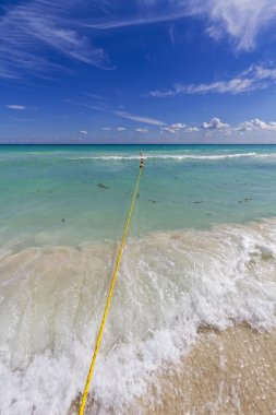 Kristal su ile Karayipler beach.
