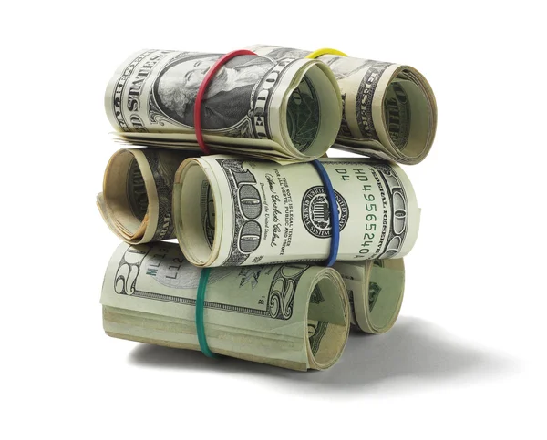 Stack of Rolled Up US Dollar Bills — Stock Photo, Image