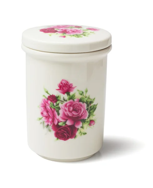 Floral Ceramic Container — Stock Photo, Image