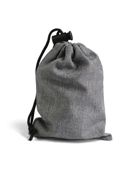 Gray Drawstring Bag White Background — Stock Photo, Image