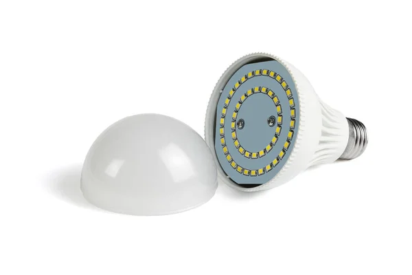 Lampadina Led Che Mostra Diodi Interni Sfondo Bianco Immagine Stock