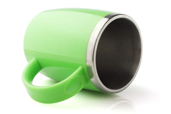 Yeşil termos kupa — Stok fotoğraf