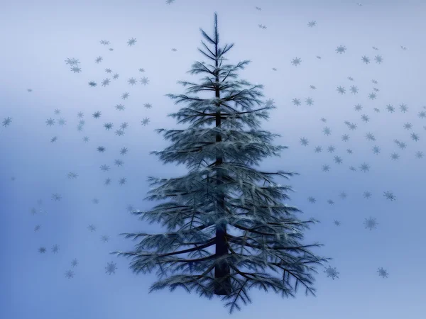 冬の夜の 3 d の松の木 — ストック写真