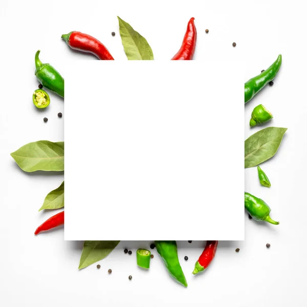 Yaratıcı Gıda Düzeni Sıcak Kırmızı Yeşil Kırmızı Kırmızı Biber Körfez — Stok fotoğraf