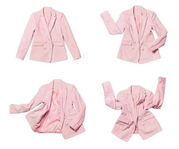 Женский Модный Розовый Блейзер Выделен Белом Фоне Женская Мода Одежда — стоковое фото