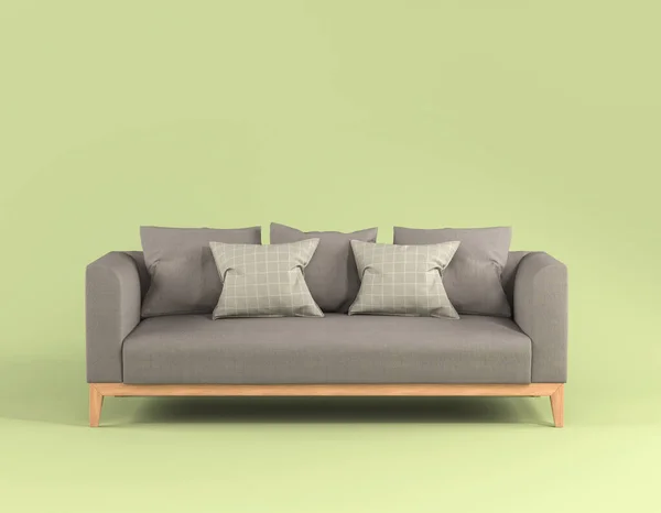 Canapé Moderne Tissu Gris Scandinave Avec Des Oreillers Doux Sur — Photo