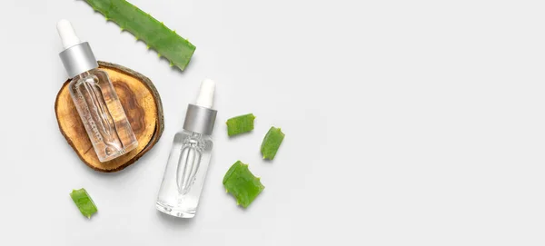 Natural Cosmetics Concept Cosmetic Oil Serum Gel Aloe Vera Extract — Stock Photo, Image