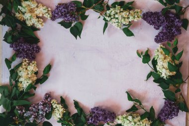 Tahta yüzeydeki güzel leylak