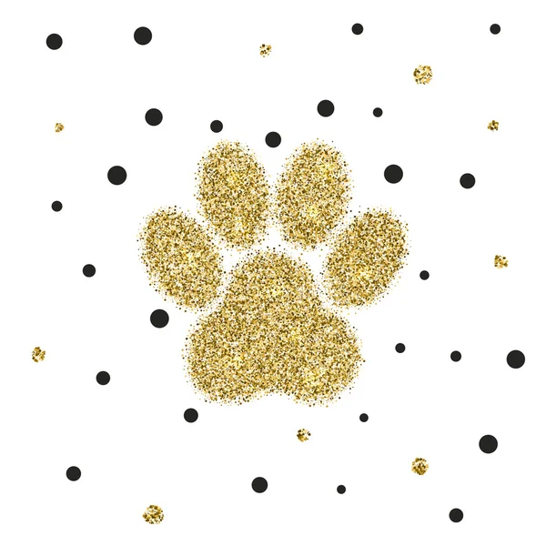 Vectro modern golden glitter animal paw — Stock Vector