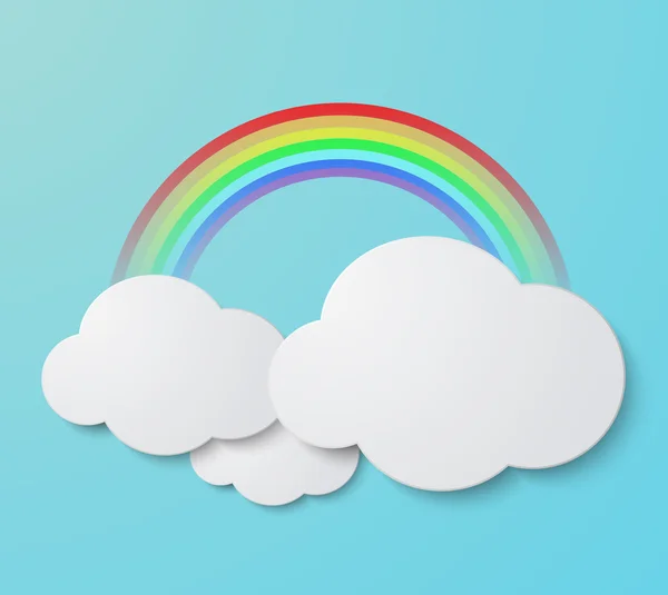 Vetor arco-íris moderno com nuvens de fundo — Vetor de Stock