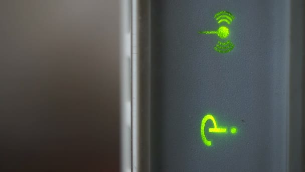 Footage Wi-Fi router green icons blinking close up. — Stock Video