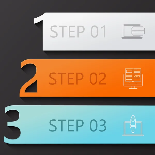 Vetor moderno 3 passos infográficos — Vetor de Stock