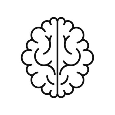 Vektör modern beyin siyah simgesi üzerinde beyaz izole