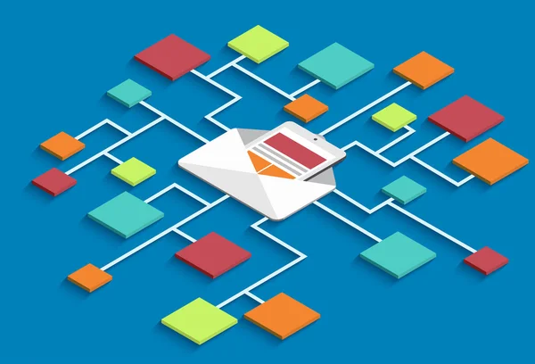 Vector moderno isométrico email marketing fondo — Vector de stock