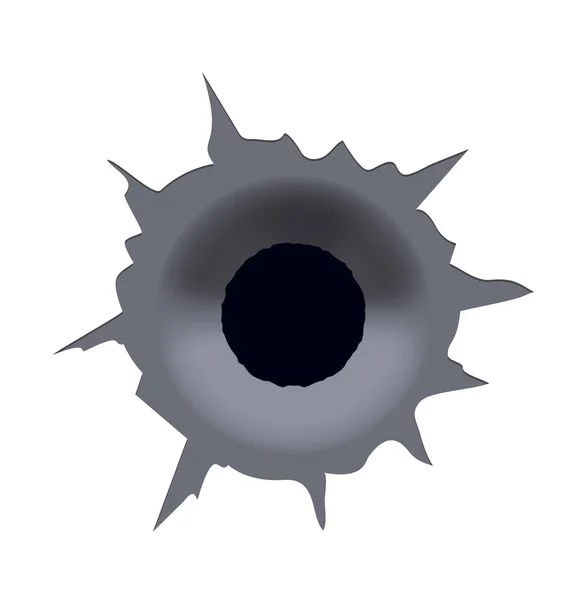 Vector moderno agujero de bala sobre fondo blanco — Archivo Imágenes Vectoriales
