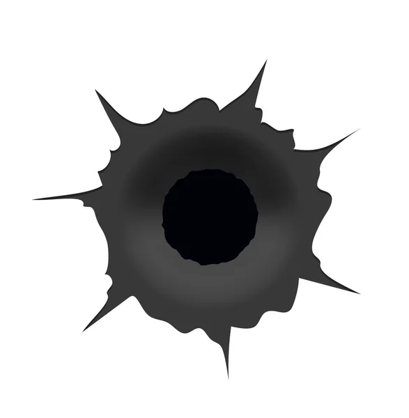 Vector modern bullet hole on white background — Stock Vector