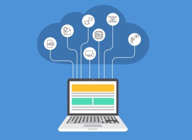 Vektör modern bulut infographics arka plan bilgisayar.
