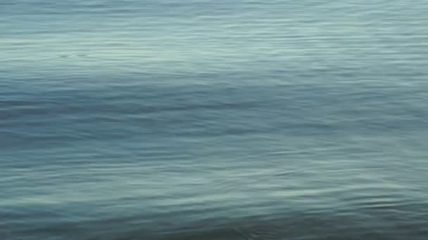 Images vagues faibles d'eau bleue dans la rivière. 4K 