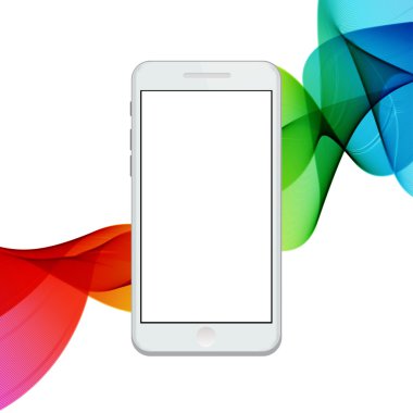 Renkli soyut modern smartphone vektör arka plan dalgalar.