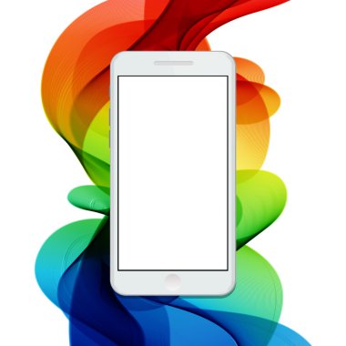 Renkli soyut modern smartphone vektör arka plan dalgalar.