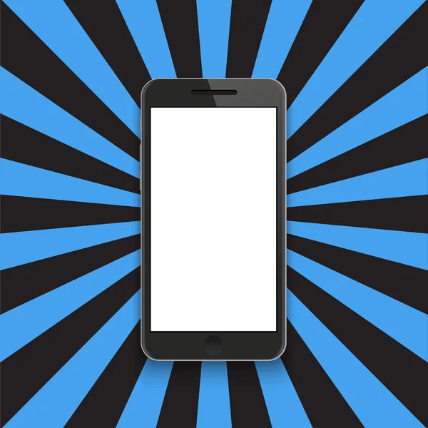 Vector smartphone moderno sobre fondo rayado colorido . — Vector de stock