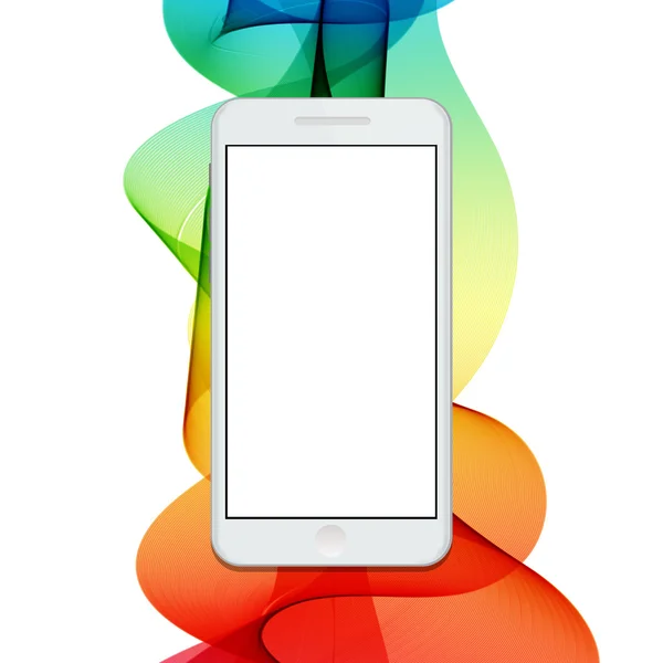 Vector smartphone moderno em fundo abstrato colorido ondas . —  Vetores de Stock