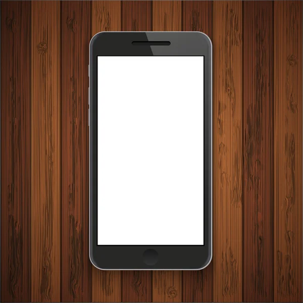 Smartphone vectoriel moderne sur fond en bois — Image vectorielle