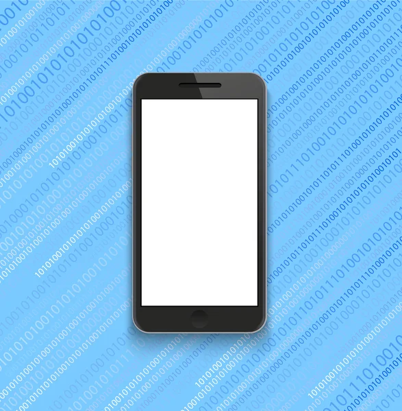 Wektor nowoczesny smartfon na tle kod binarny — Wektor stockowy