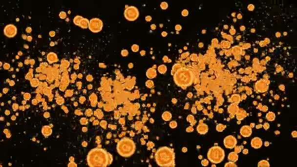 Concept de séquences de Bitcoin, nouveau fond de rotation de mouvement d'argent. Animation vidéo 4K . — Video