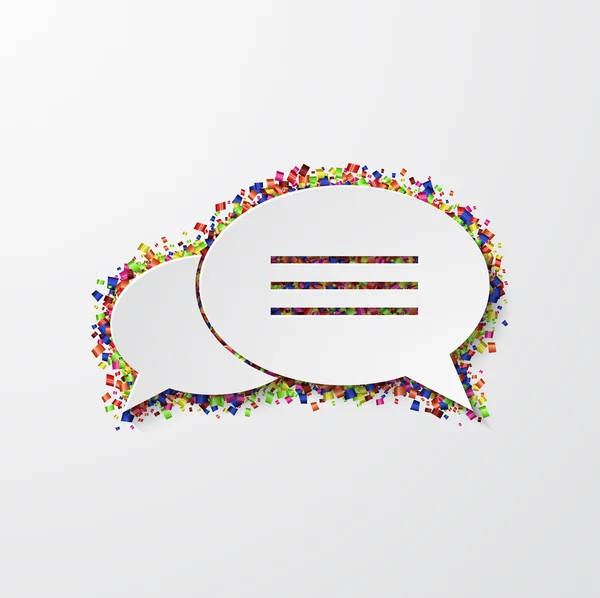 Beyaz üzerine konfeti ile vektör modern kabarcık konuşma — Stok Vektör